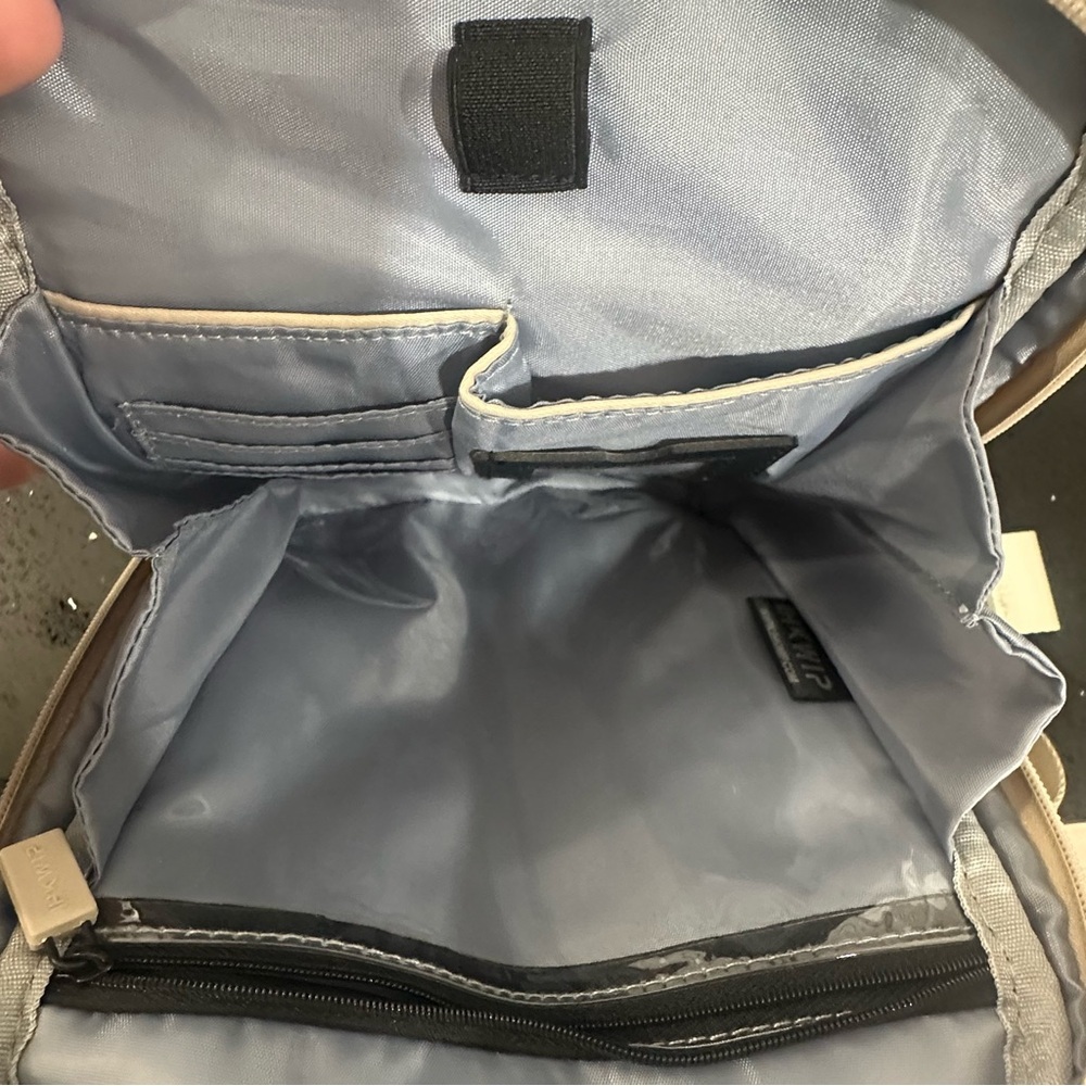 IHKWIP Nylon Multi-Pocket Everyday Essentials Crossbody Bag Tan Beige 2 straps - Picture 11 of 16